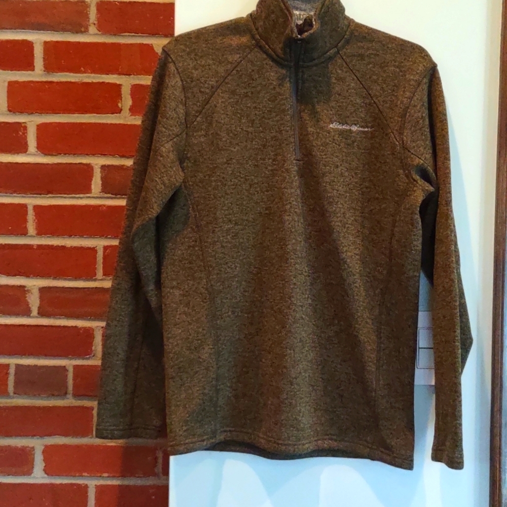 Eddie Bauer 1/4 zip Pullover, Men's Small, Heathered Forest Green